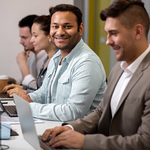 The Webzact Technologies team collaborating on a client project